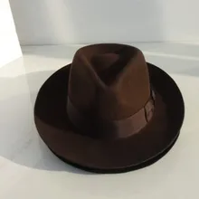 Леди шерстяная шляпа-котелок Шляпа Fedora Войлок Billycock шапки зимняя мода котелок шляпа шерсть шляпы Федора и трибли перо шляпа B-8130