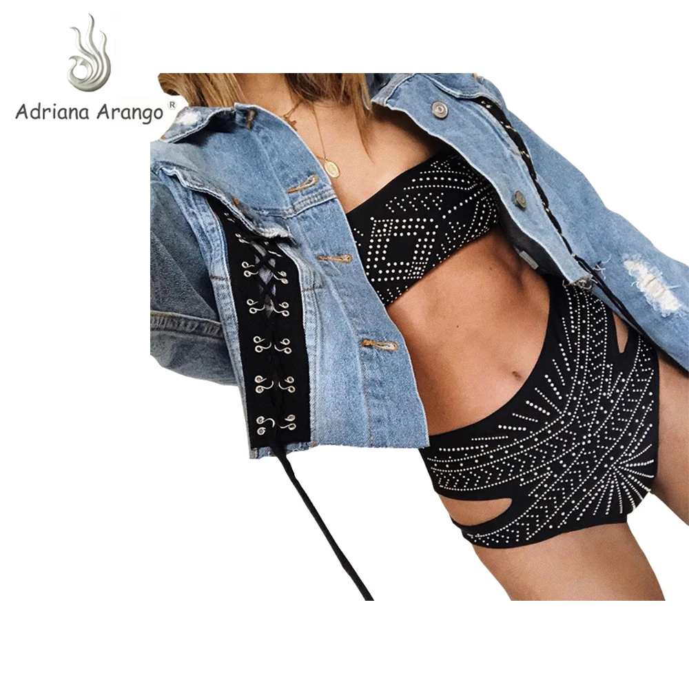 

Adriana Arango 2019 Sexy Swimwear for Women High Waist Bikini Swimsuit Silver Plating Bikini Summer Bathing Suit Biquini