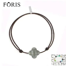 FORIS, 10 цветов,, брендовые ювелирные изделия, коричневая веревка, четыре листа клевера, Хрустальный Браслет для женщин, подарок PB003