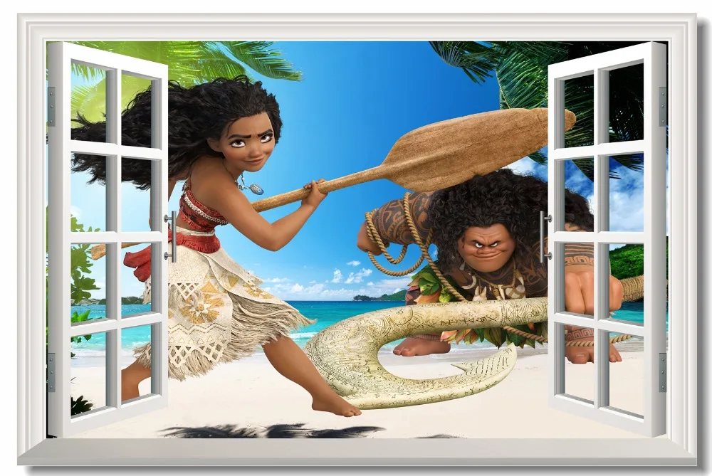 Фото Пользовательские холст Настенный декор 3D эффект Моана Vaiana плакат с героями Пользовательские холст Настенный декор 3D эффект Моана Vaiana плакат с героями
