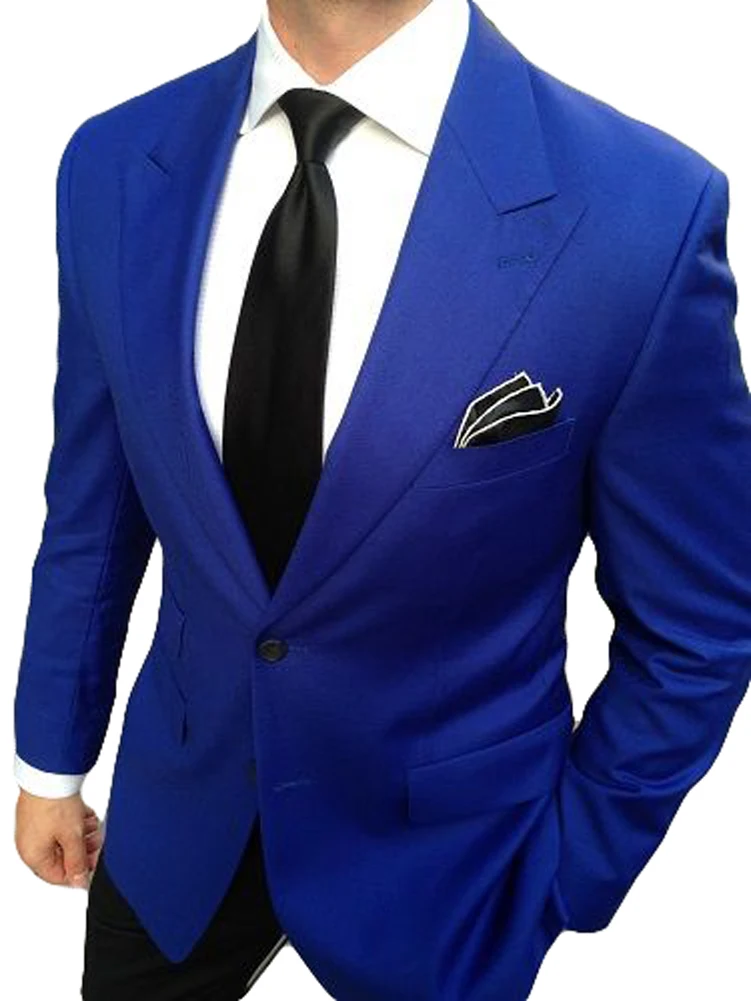Notch Lapel Royal Blue Groomsmen Suit 2 Pieces Slim Fit Men Suits Wedding Suits for Men Business Suits (Jacket+Pants+Tie)