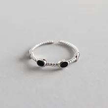 Аутентичные S925 стерлингового серебра Fine Jewelry витой черный эмаль для средней фаланги пальца кольцо J128