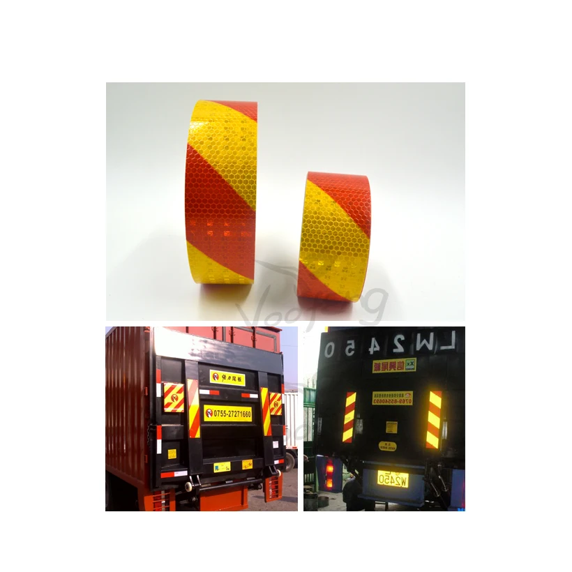 

5cmx5m Small Shining Square Self-Adhesive Reflective Warning Tape with Yellow Red Color for Car & Motorcycle