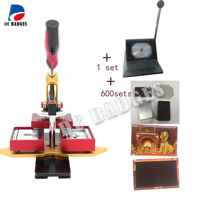 Free Shipping 80*53mm Rectangle button Maker Machine with