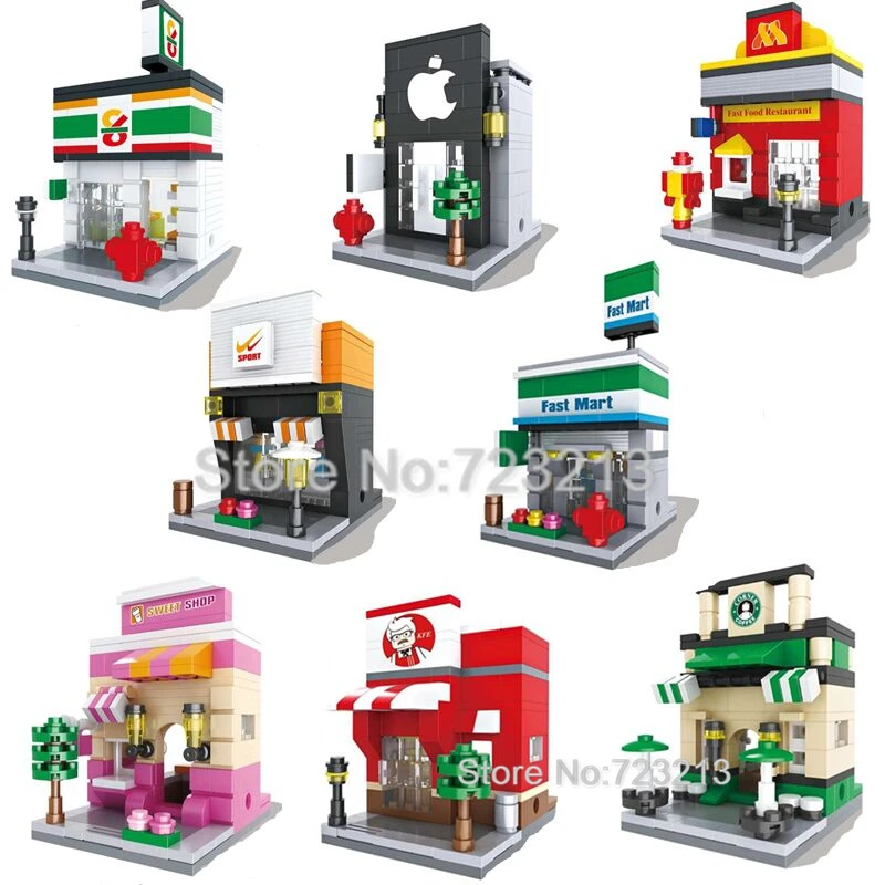 Legoingly City Mini Street Scene 3D Retail Store Architectures Educational Building Blocks Sets Model Toys For Children