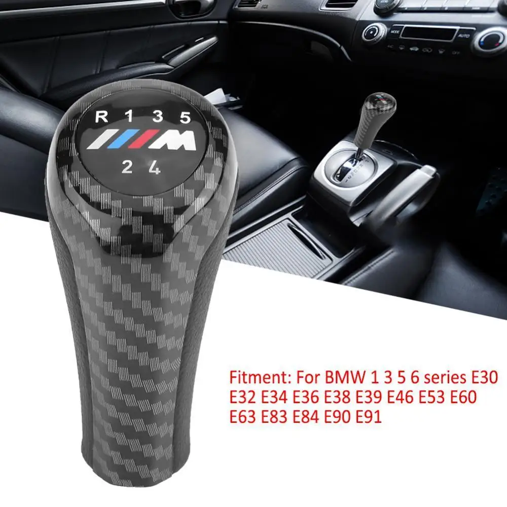 Carbon Fiber 5 Speed Gear Shift Knob Handle For BMW 3 5 7 M E36 E46 E34