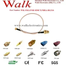 SMA женский MMCX Мужской угол кабель RG316, mmcx sma кабель RG316, SMA кабель MMCX адаптер