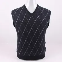 Козья кашемир Аргайл плед Толстый вязаный для мужчин основы пуловер свитер Vneck ЕС/S105-4XL135 оптом и в розницу настроить