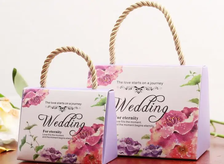 100 шт конфетная сумка для свадьбы красивая бумага сумка свадебный сувенир подарок для гостя невесты жениха украшение для свадебной вечеринки - Цвет: Фиолетовый