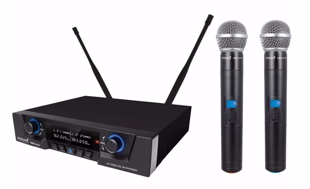 STARAUDIO Pro DJ Church Stage 2CH Wireless LCD IR UHF Handheld Microphone System