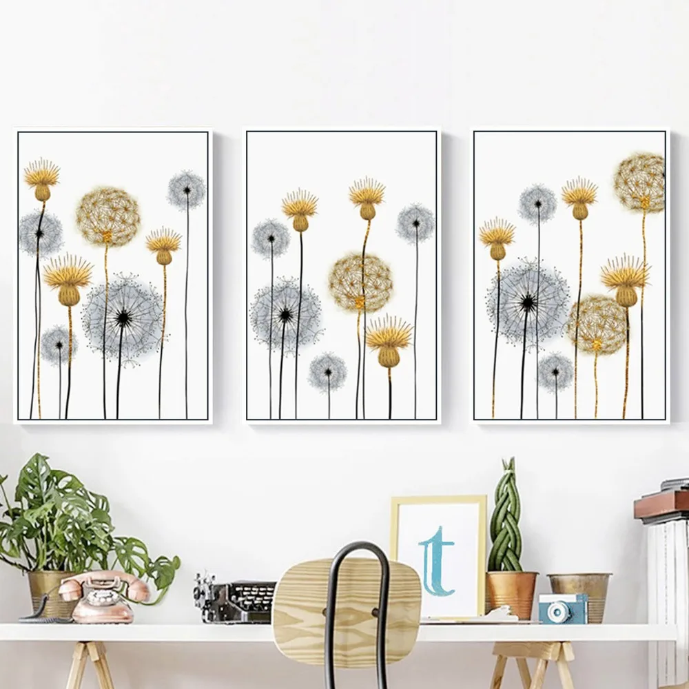 NUOMEGE Nordic Abstract Dandelion Wall Art Picture For Home Decoration Beautiful Flower Canvas Posters and Prints Modern Decor
