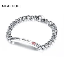 Браслет Meaeguet из нержавеющей стали с гравировкой, медицинский браслет для женщин, браслет на цепочке "диабет, тоньше крови"
