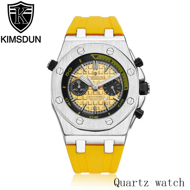 

KIMSDUN Luxury Brand Watches Men Watches Montre Homme All Subdials Work Silicone Band Quartz Watch Men Luxury Male Clock Relogio