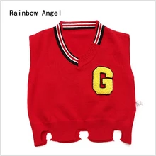 Весенне-осенний свитер с v-образным вырезом для мальчиков, жилет для детей, Детский свитер без рукавов с рисунком