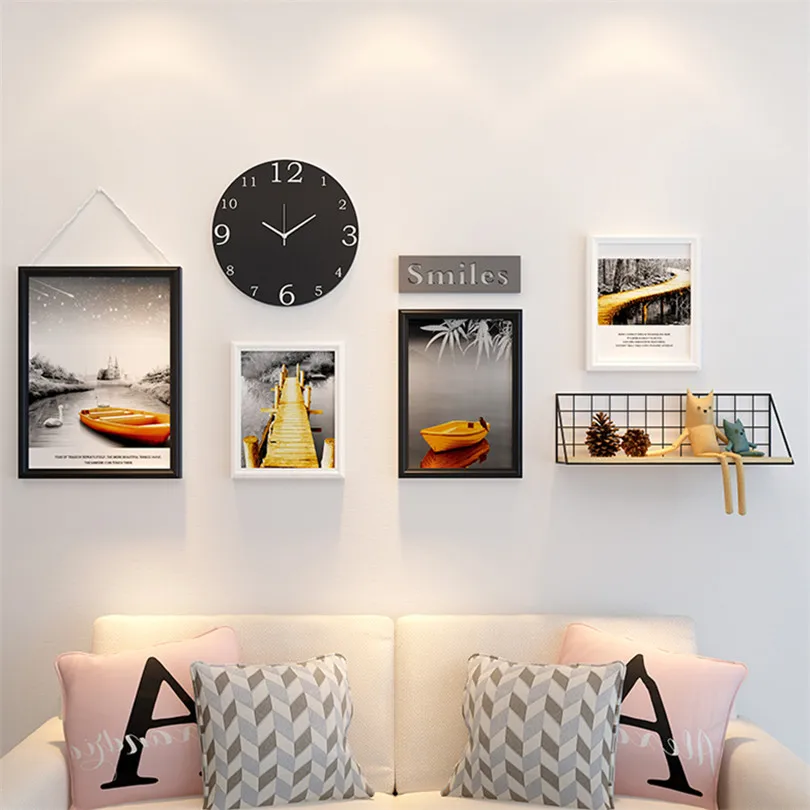 Винтажный набор из 4 предметов с черно белой деревянной фоторамкой Frams + черные
