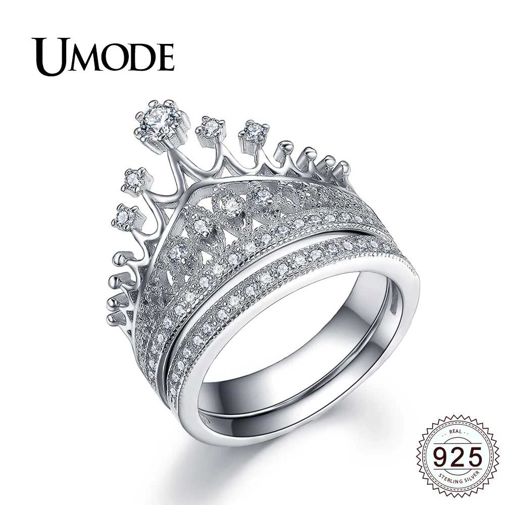 

UMODE Luxury CZ Bridal Sets for Women 925 Sterling Silver Jewelry Crown Rings Anniversary Wedding Engagement Bague Femme ULR0336
