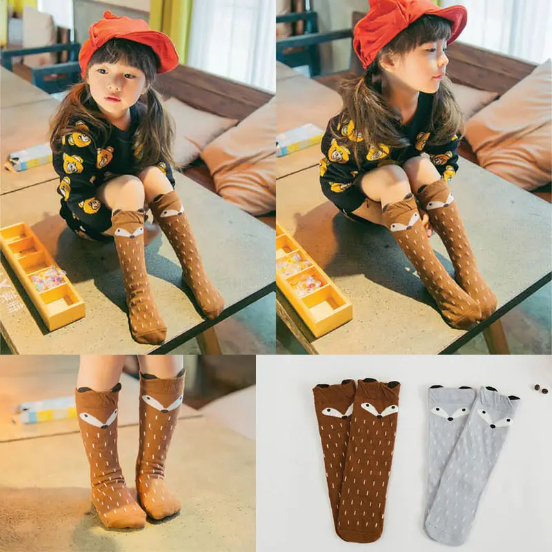 

Spring Baby Girls Cotton Warm Tights Cartoon Fox Patchwork Children Girl Pantyhose Stockings Soft Cotton Kids Tights Hosiery