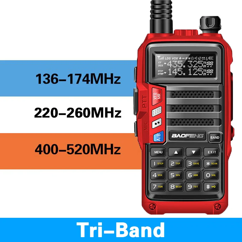 BaoFeng UV-S9 трехдиапазонное 8 Вт Мощный 2xAntenna 2xAntenna VHF UHF 136-174 МГц/220-260 МГц/400-520 МГц 10 км дальность Ham Портативный одновременное подключение двух теле