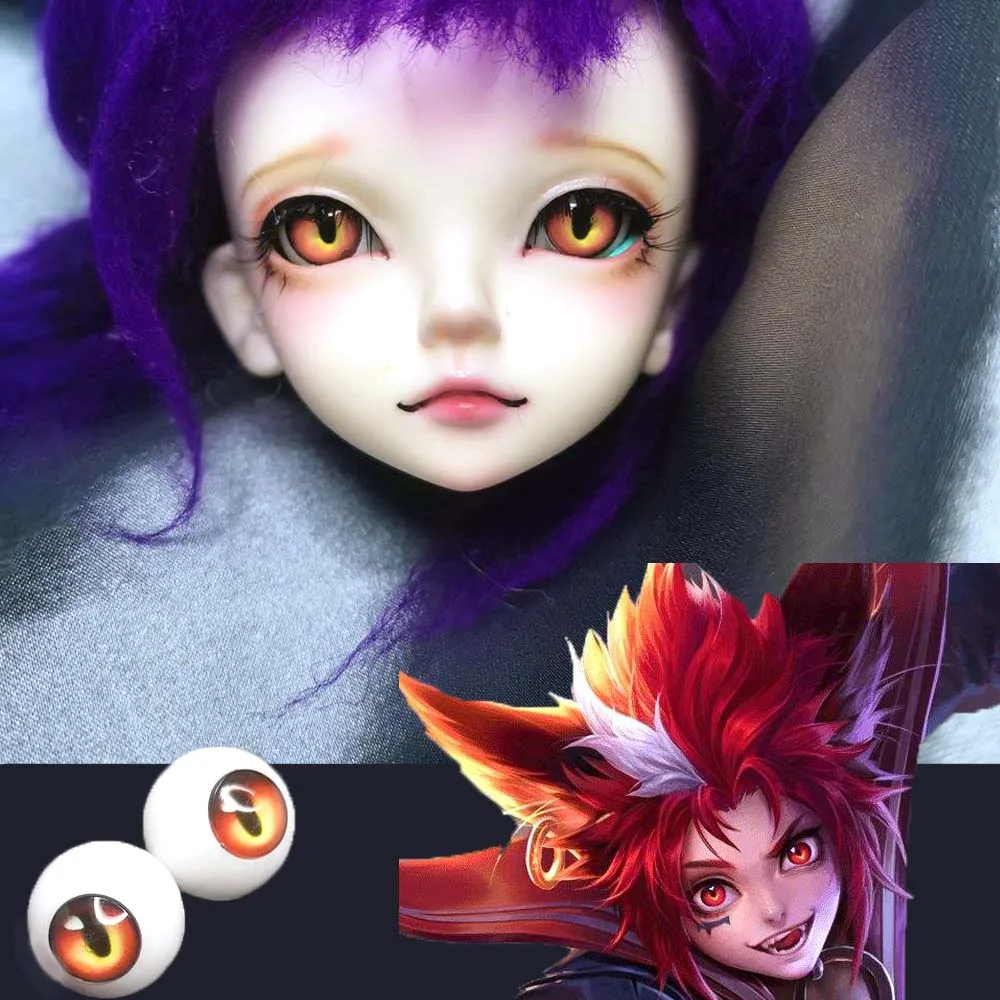 

Arena of Valor game role bjd eyes 1/6 1/4 1/3 1/8 BJd SD MSD 10mm 12mm 14mm print plastic fire red BJD eyeball Doll accessaries