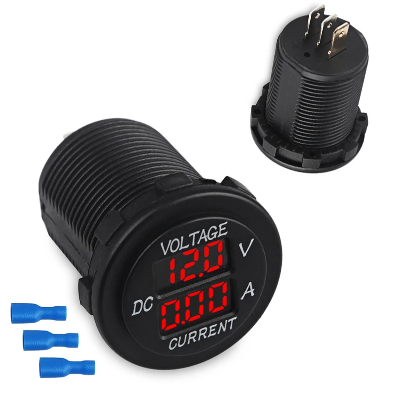 Led Digital Voltmeter Current Tester Round Digital Waterproof Boat