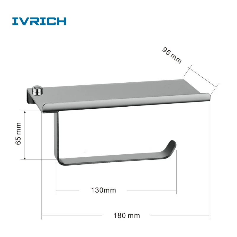 IVRICH расширились доска рулон бумажная полка SUS304 Нержавеющая сталь анти-скатиться дизайн утолщенной базы широкая доска держатель TB09 - Цвет: TB09
