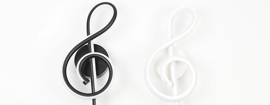 Conduziu a Lâmpada de Parede Quarto ao Lado Luz da Parede Música Forma Clef Casa Interior Sala Estar Decoração Iluminação Ac90-260v Preto - Branco 22 w 2 Cheap Luminárias de parede
