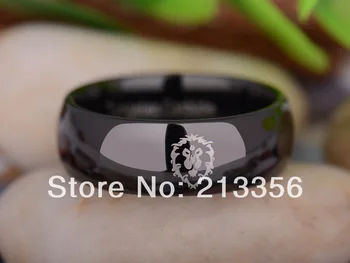

Free Shipping UK Russia Brazil USA Hot Selling 8MM Black World of Warcraft Alliance Men's Fashion Tungsten Carbide Wedding Ring