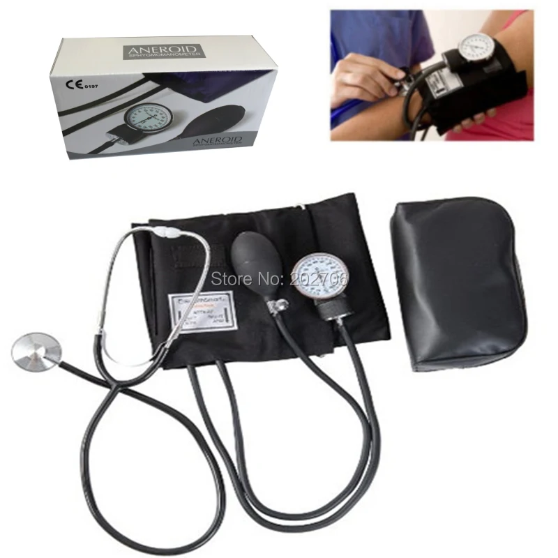 

Aneroid Sphygmomanometer Blood Pressure Measure Device Kit Cuff Stethoscope Home Use Blood Pressure Manual Sphygmomanometer