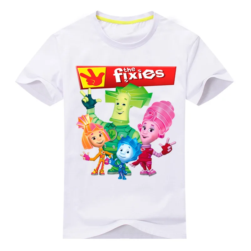 Детские футболки с объемным рисунком Фиксики, топы, костюм для мальчиков, футболка с короткими рукавами, одежда летняя одежда для девочек детская футболка, DX116