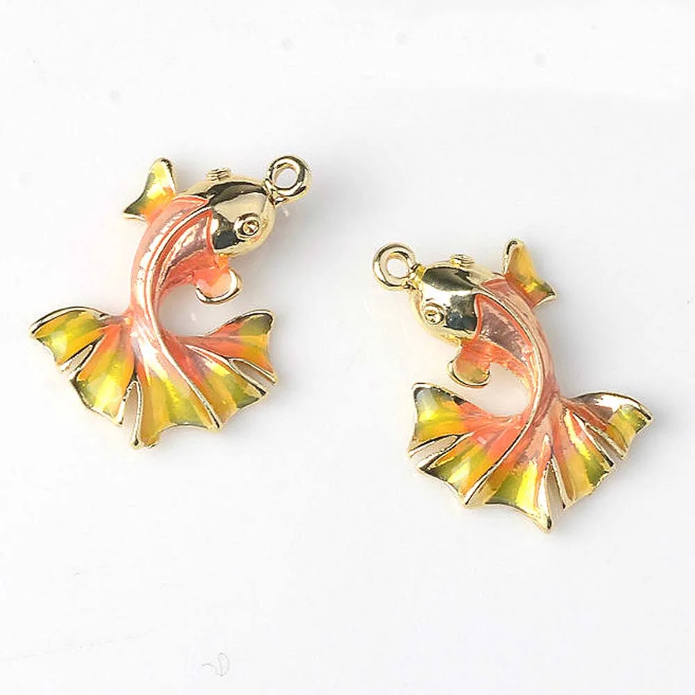 

10pcs/lot Carp Alloy Pendent Ornaments Jewelry Accessories DIY Enamel Hanging Buttons for Earrings Earrings, Choker,Necklaces