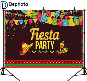 

DePhoto Photography Backdrop Mexico Fiesta Carnival Party Celebration Mexican Background Photobooth Photocall Custom Printed
