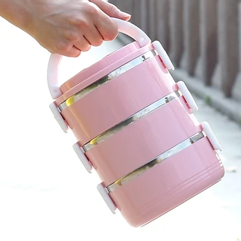 

School Lunch Food Storage Container Bento Lunch Box Round Stainless Steel Thermos for Food with Containers for Kids Dropshipping