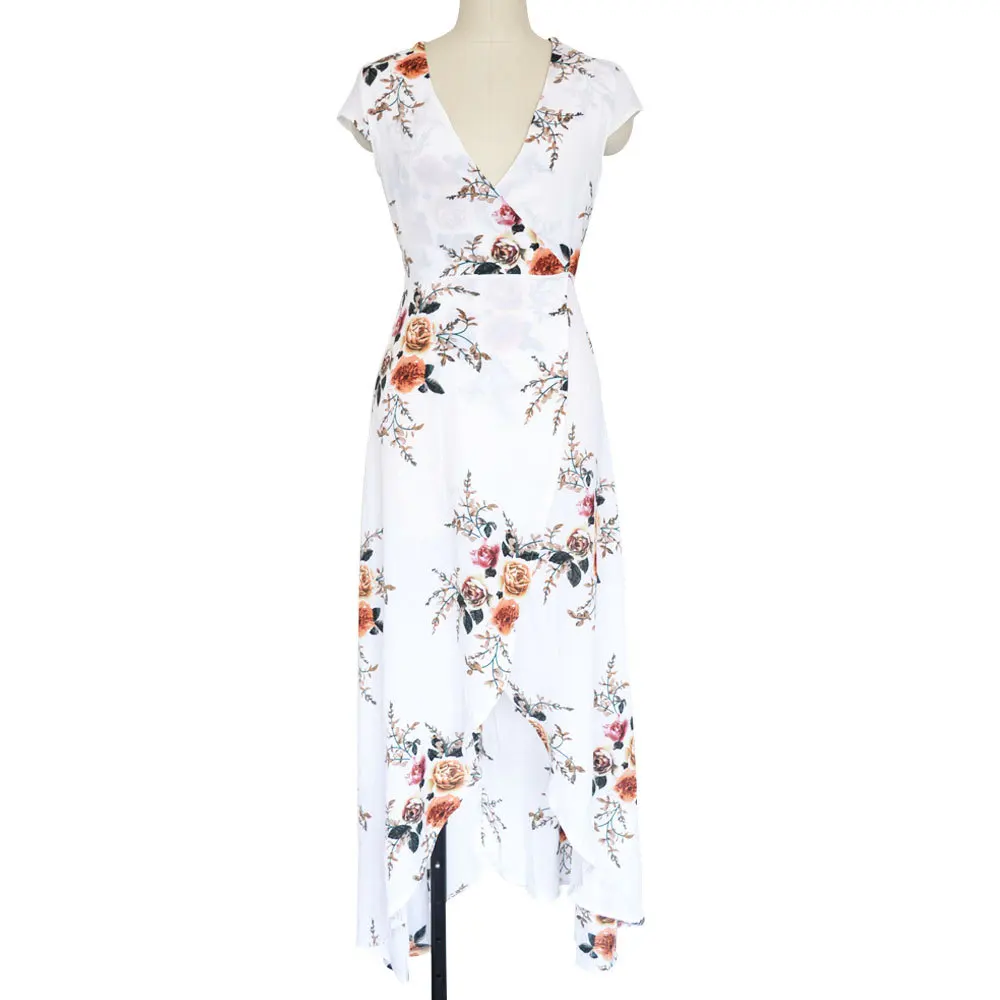 ZADORIN,, длинное летнее пляжное платье, женское сексуальное шифоновое макси платье с глубоким v-образным вырезом, богемные платья с разрезом спереди, халат ete
