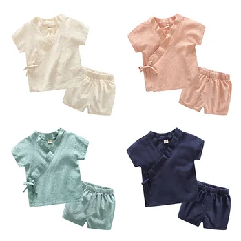 

2020 new female baby boy short suit summer costume Hanfu suit children two piece children kids clothes sets