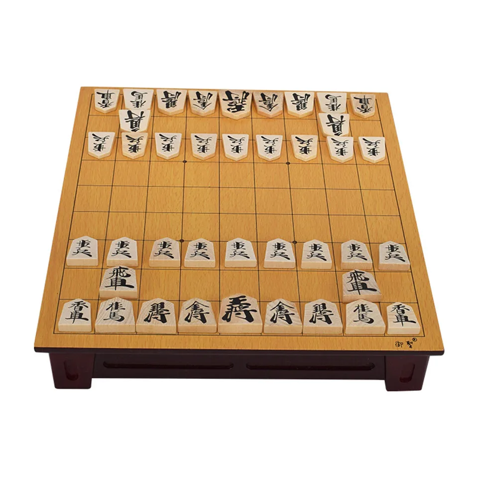 BSTFAMLY Wooden Japan Shogi 27*25*5cm 40 Pcs/Set International Checkers Folding Sho-gi Chess Game Table Toy Gift Children J02