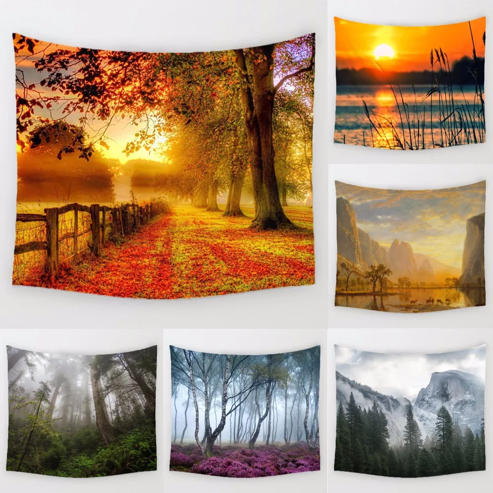 

Comwarm Tranquil Village Trails Pattern Tapestry Beautiful Natural Scenery Printed Wall Hanging Gobelin Mural Decor Art Towel