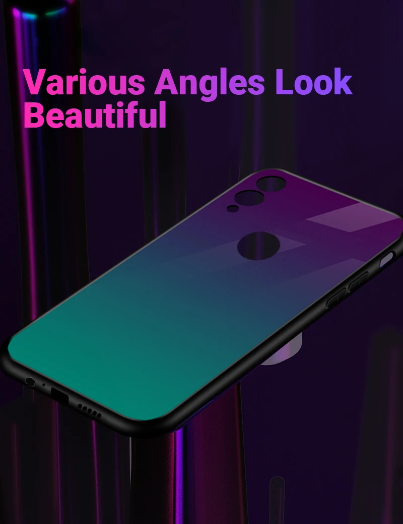 Gradient Glass Case For Huawei Honor 8X 9 Lite 10 Color Phone Case For Huawei P20 Lite P Smart Plus Nova 3i Luxury Cover Shell