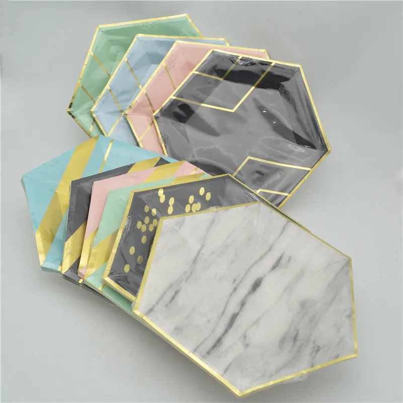 

CHRISTMAS XMAS hexagon Paper Plate Cups Napkins straw Party Tableware Disposable Birthday Supplies Event Decorations