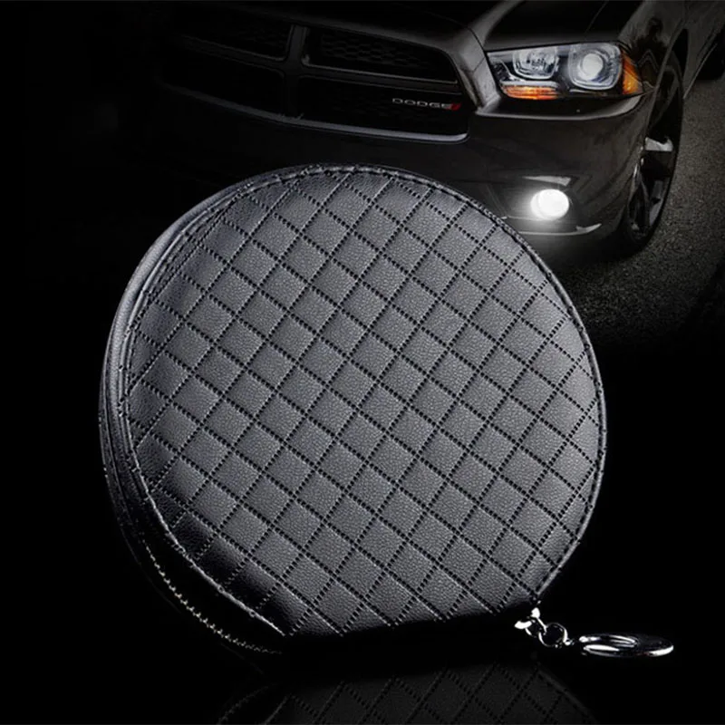 ymjywl New Fashion Car Lattice CD Box For DVD Case Automotive Supplies Storage Box Home Car Holder High Quality Leather CD Bag