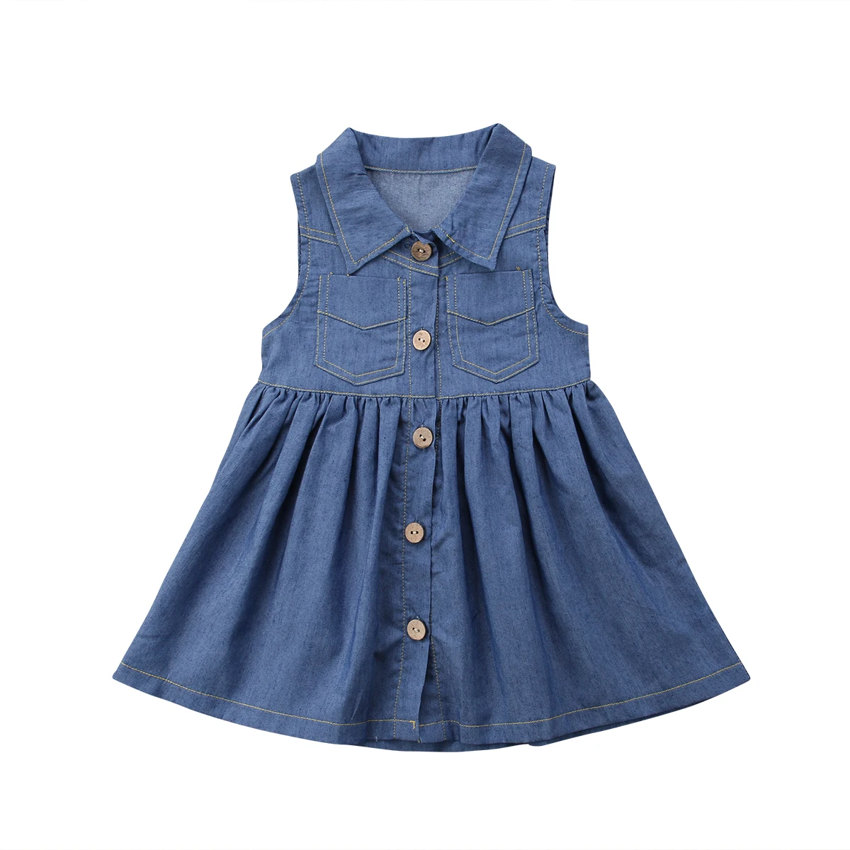 

Kids Baby Girls Sleeveless Princess Dress Outfit Denim Party Sundress Clothes