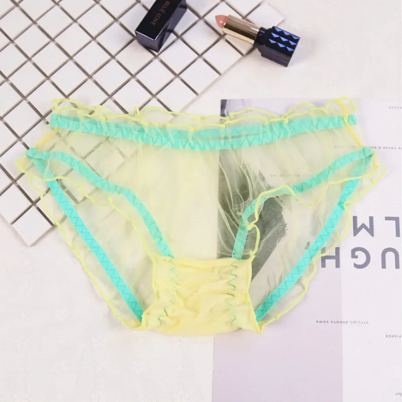 

New Sexy Women Panties Lace Thongs Ultra-thin Mesh Transparent Lingerie Women's Soft Briefs Bow Panty Underwear