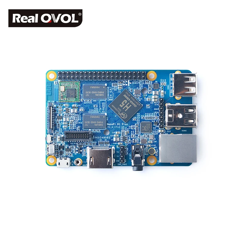 RealQvol FriendlyARM NanoPi K1 плюс Allwinner H5, 64-разрядным четырёхъядерным A53 Mali450 2 Гб DDR3 Оперативная память WI-FI HDMI RTL8211E Gigabit Ethernet