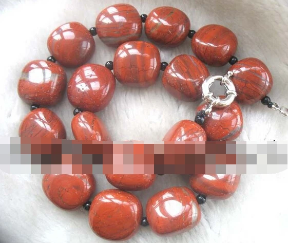 

N1949 red veins agate necklace 18" nature