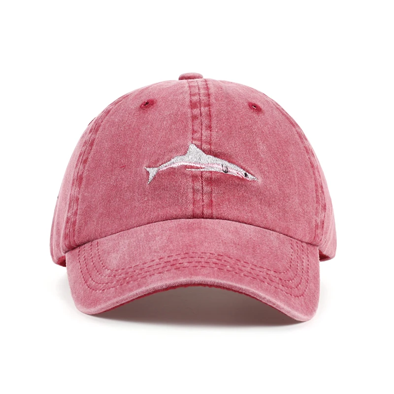 

2017 new arrival shark embroidery water wash cotton baseball cap high quality snapback hat for women men sports hats