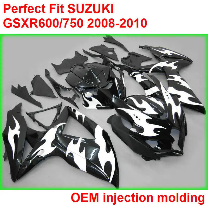 Injection Motorcycle unpainted bodywork fairing kit for Suzuki GSXR600 08 09 10 black white fairings GSXR600/750 2008-2010 IY62 |