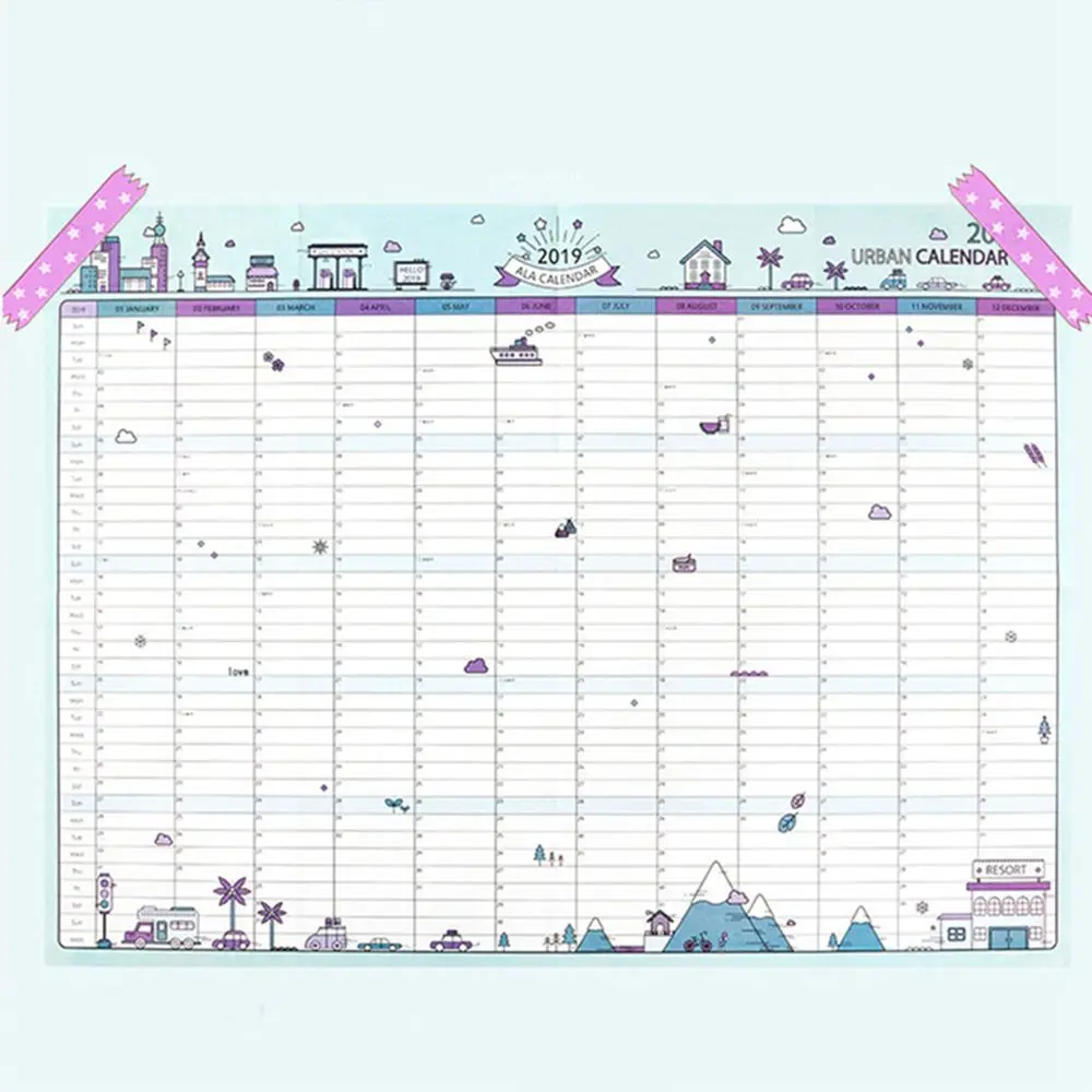 365days Paper Wall Calendar Office School Daily Planner Notes, Very Large Study New Year Plan Schedule 43*58cm - Цвет: 1