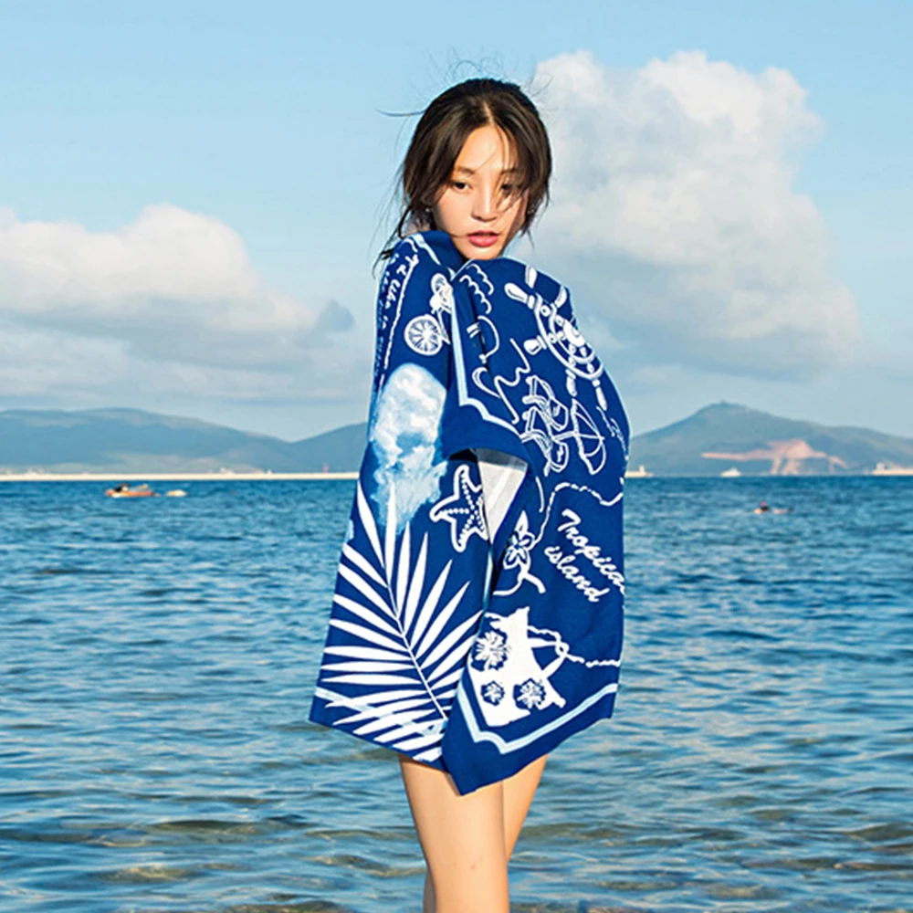 

Beach Towel 100% Microfiber Summer Swimming 70x145cm for Children Reactive Print Shower Towels Quick-Drying Cartoon Travel Soft