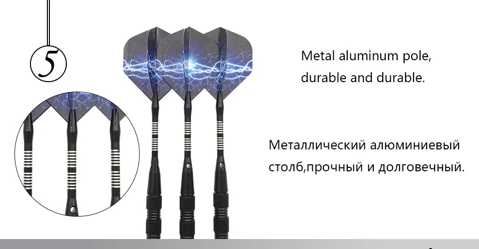 Easytoday 3Pcsset Standard Steel Tip Darts Professional Metal Darts Barrel Black Aluminum Shafts Dart Flights Games Set (5)