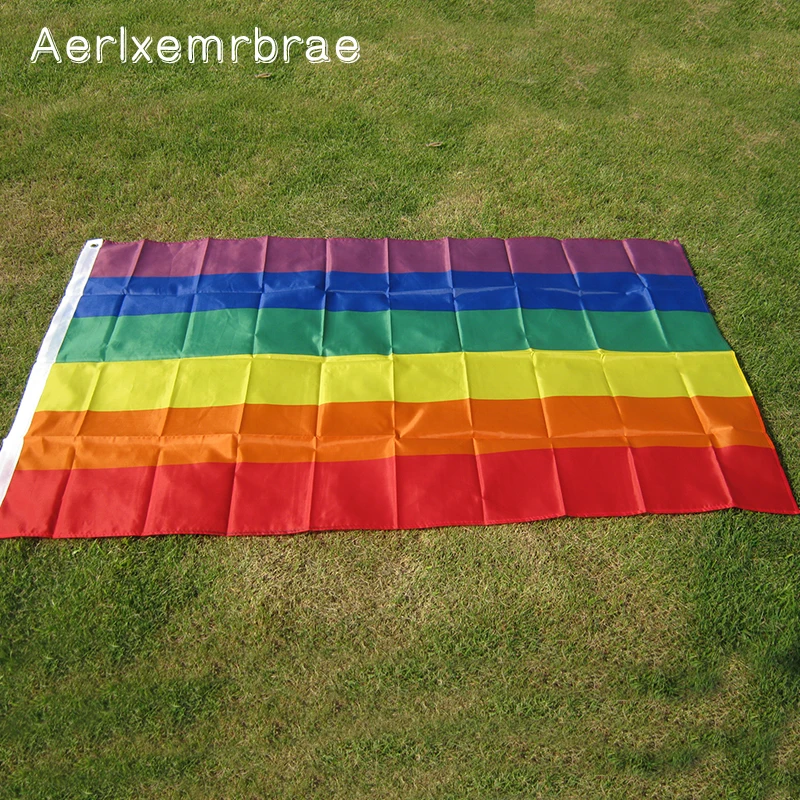 Free Shipping Aerlxemrbrae Rainbow Flag 3x5 Ft Polyester Flag Gay Pride Peace Flags Lesbian