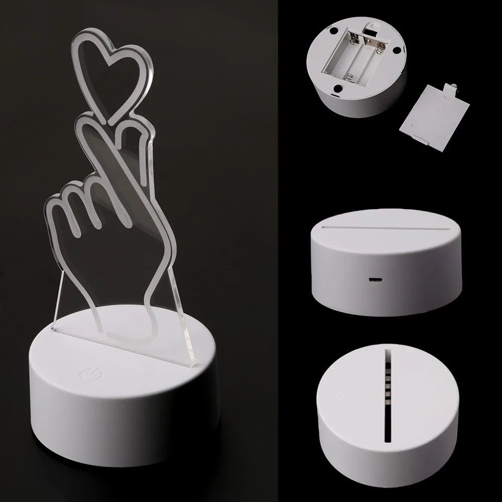  USB Novelty 7 Colors Changing Finger Heart LED Table Light 3D Desk Table Lamp Home Decor H15